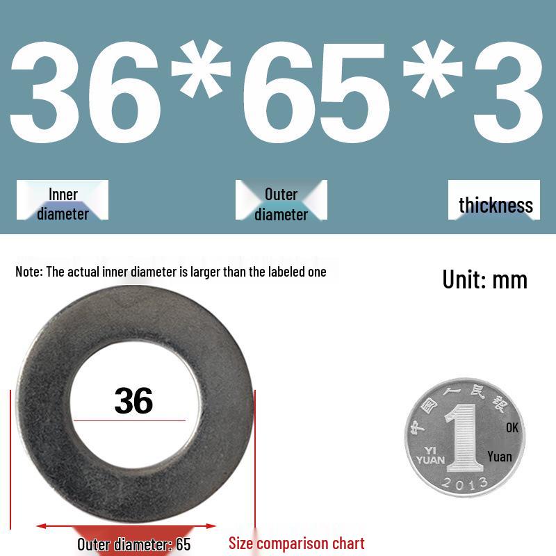 Galvanized Metal Flat Washer - Thin, Thickened, Enlarged Edge, Round, Sizes M3 to M10