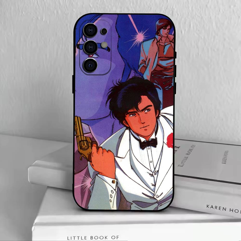 

Retro C-City Hunter Comic Phone Case For Samsung S25,S24,S21,S22,S23,S30,Ultra,S20,Plus,Fe,Soft Silicone Black Cover Samsung S24