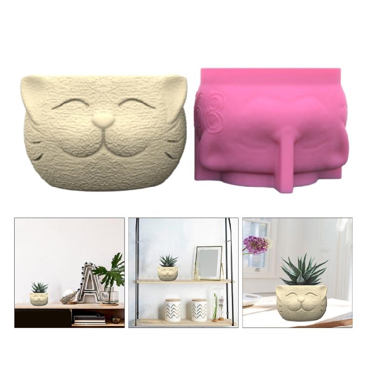 Soft Texture Cat Silicone Mould Epoxy Resin Plantpots Mould Storage Containers