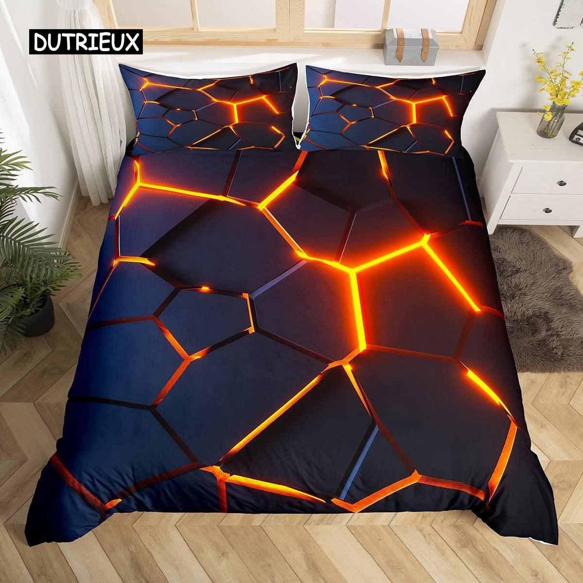 

Geometric Bedspread Cover Multicolor Honeycomb Hexagon Sleep Bedding Package Geometric Theme Metal Texture Streamline Polyester Fabric Qulit Cover EU single(135x200cm)