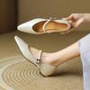 Fashion NEW Spring/Autumn Women Pumps Square Toe Low Heel Shoes Split Leather Shoes for Women Concise Buckle Strap Mary Janes Shoes