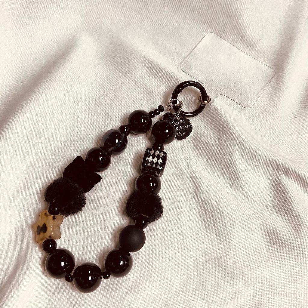 Plush Cat Mobile Phone Lanyard Wrist Short Lanyard Lanyard Camera Bag Chain Pendant Keychain Beaded