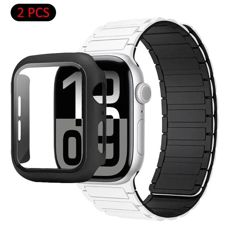 Silicone Strap+Case For Apple Watch Ultra 3/2/1 49mm 11 10 46mm 42mm Magnetic Band iWatch 9 8 7 45mm 41mm 6 5 SE 44mm/40mm Cover