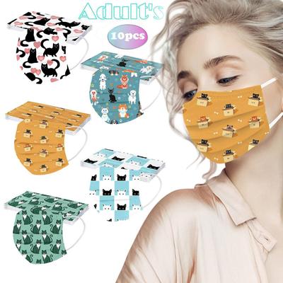 Adult  Women Man  Disposable Face Mask Industrial 3Ply Ear Loop 10PC Mask