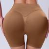 Seamless Cross-Waist Breathable Peach-Lift Yoga Shorts - Quick-Drying Athletic Three-Point Design