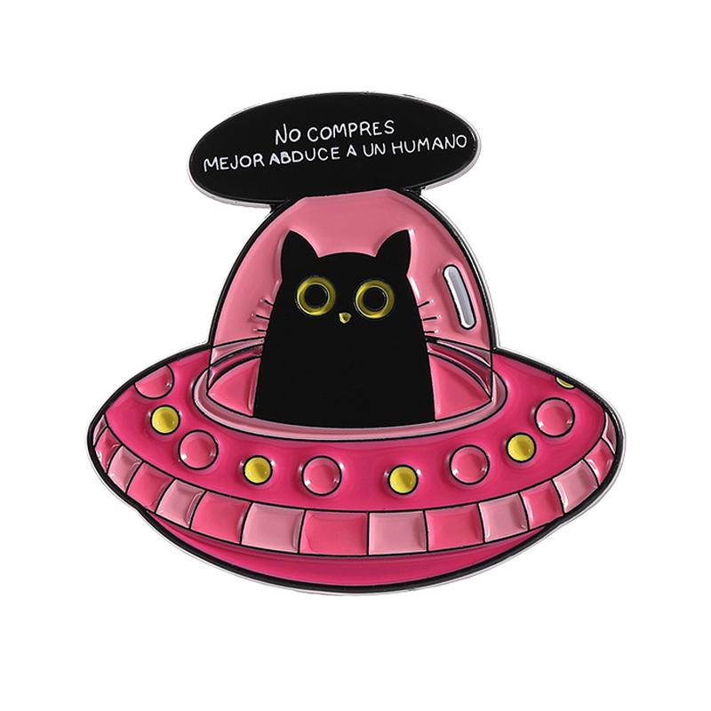 Cartoon Alien Creatures Enamel Pin Science Fictio Spaceship UFO Green Monster Brooches Lapel Badge Jewelry Gifts For Friends