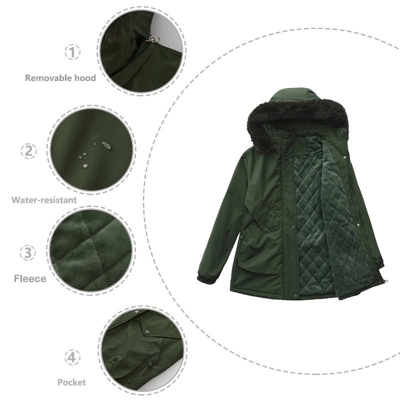 Winter Coat Women 2025 Long Plush Fur Collar Fleece Lined Parka Jacket Korean Style