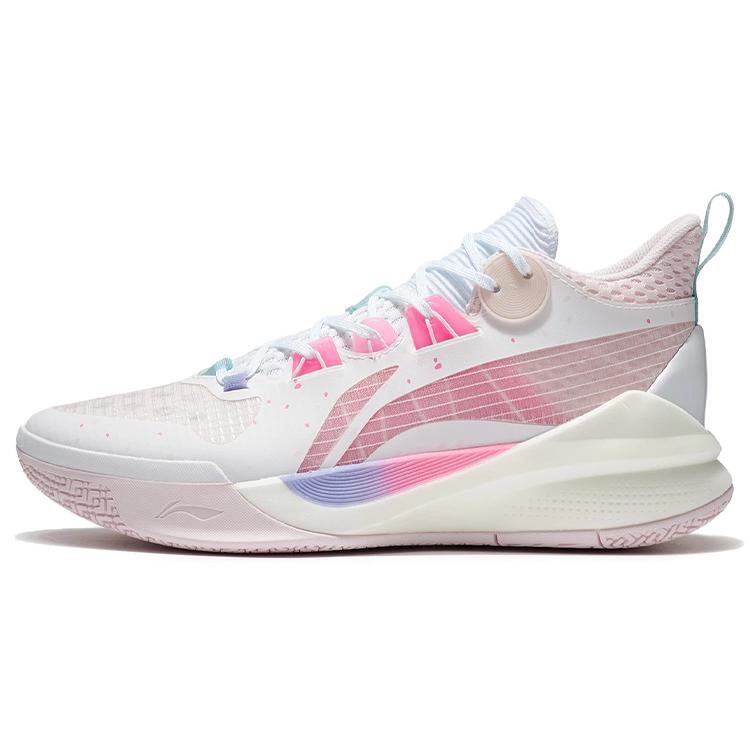 New LiNing Sonic 10 Team Cushioning Anti Slip And Wear Resistant Coverage Support Low Top Basketball Shoes Men's White Pink ABPS015-2