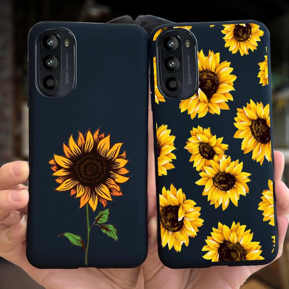 For Moto G52 Case G22 2022 Fashion Girl Flower Pattern Black Silicone Soft Phone Cover For Motorola Moto G52 G52 Cover G42 4G