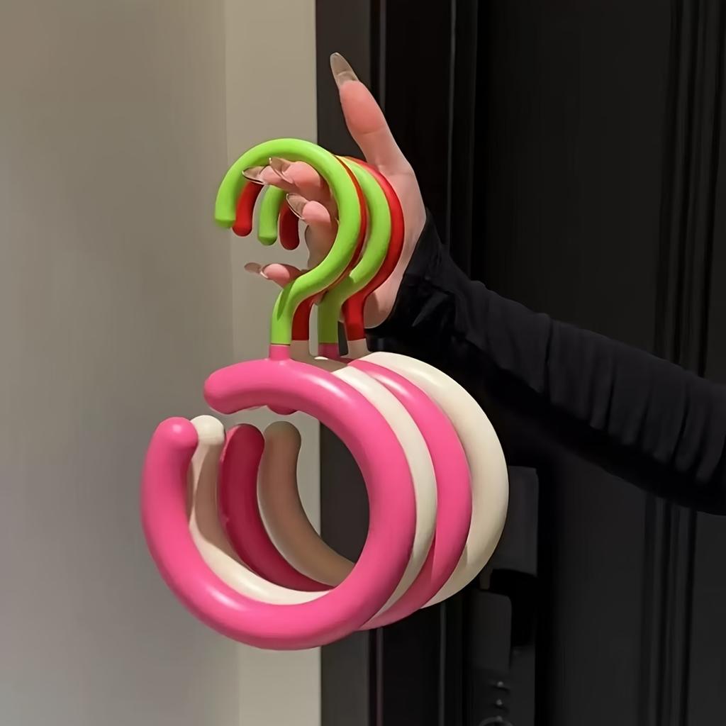 4pcs Dopamine Style Rotating No Drill Wall Hooks, Vibrant Colorful Durable Plastic Multi Purpose Hangers for Scarves, Hats, Bags, Keys,Stylish Home