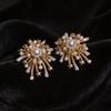 18k Gold-Plated Zircon Pearl Fireworks Stud Earrings – Elegant Luxury Design