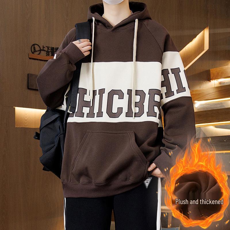 Autumn/Winter Teen Hoodie for Boys, Ages 12-16, Plus Velvet, Thick and Warm