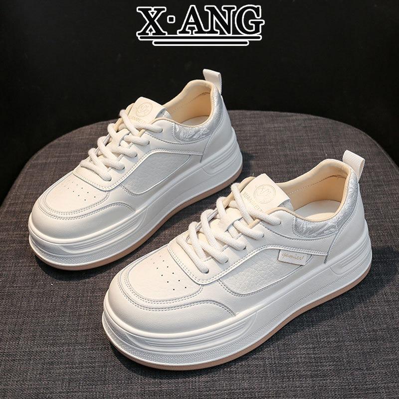 The first layer of cowhide little white shoes women's shoes thick-soled heightening board shoes autumn new versatile casual sports shoes