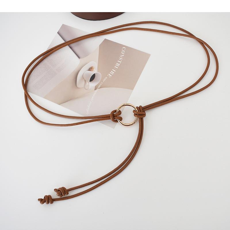 New Summer Women's Pu Leather Thin Belt For Dresses With Decorative Knot Design