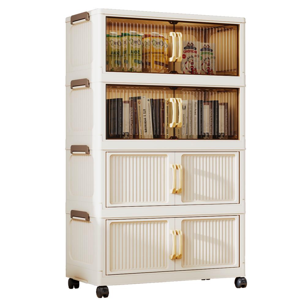 No-Install Multi-Layer Storage Cabinet for Baby & Kids - Folding Plastic Wardrobe & Snack Shelf