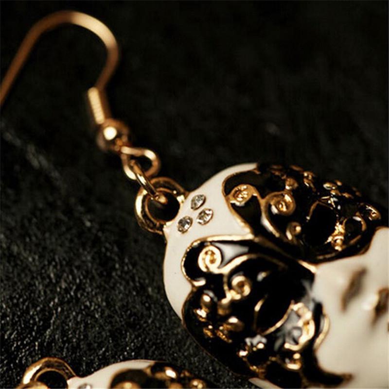 Vintage Baroque Chain Feather Tassel Chain Mask Long Drop Earrings For Women
