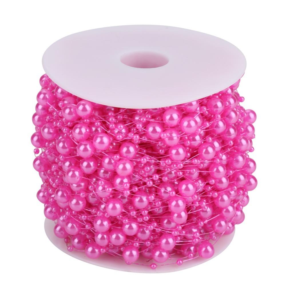 60m Roll Pearl Wire Beads 3mm+8mm Plastic Beads Pearl Bead String Pearl Garland String DIY Wedding Decoration