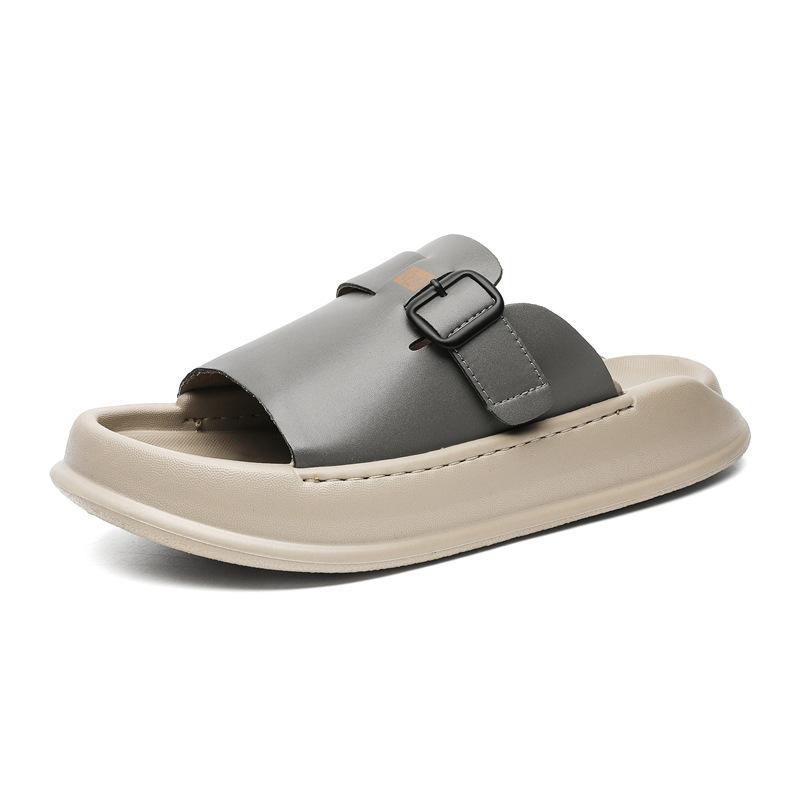 New Summer Holiday Shoes Mens Sandals Flat Non-slip Thick Sole Male Footwear Fashion Brand Green Beige Shoes