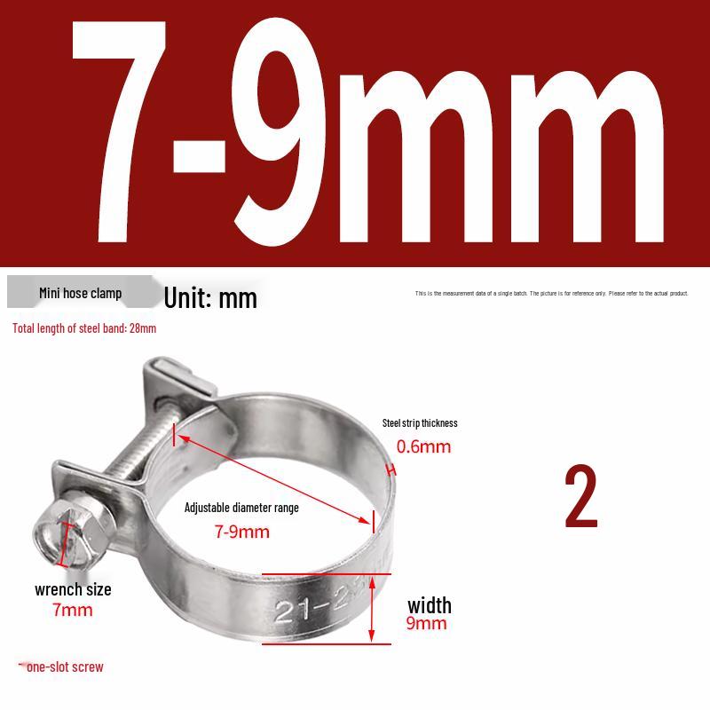 304 Stainless Steel Mini Hose Clamp for Water Pipes, Screw-Tightened Band Clip 18-20mm