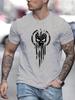 Men's Summer Loose Size 100% Cotton Skull Print Casual Slim Fit Round Neck Short Sleeve T-shirt Top O-neck Pactwork Casual T