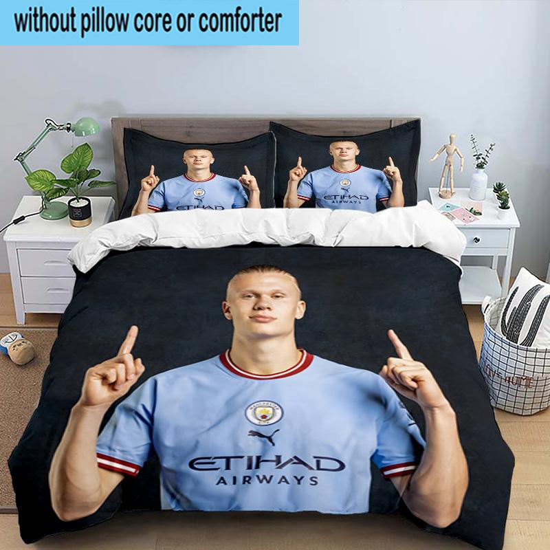 Haaland Player Pose 3PCS Bedding set,Ideal for1pc Duvet Cover And 2pcs Pillowcases Perfect for Christmas gift,Ideal for Bedroom, Dormitory
