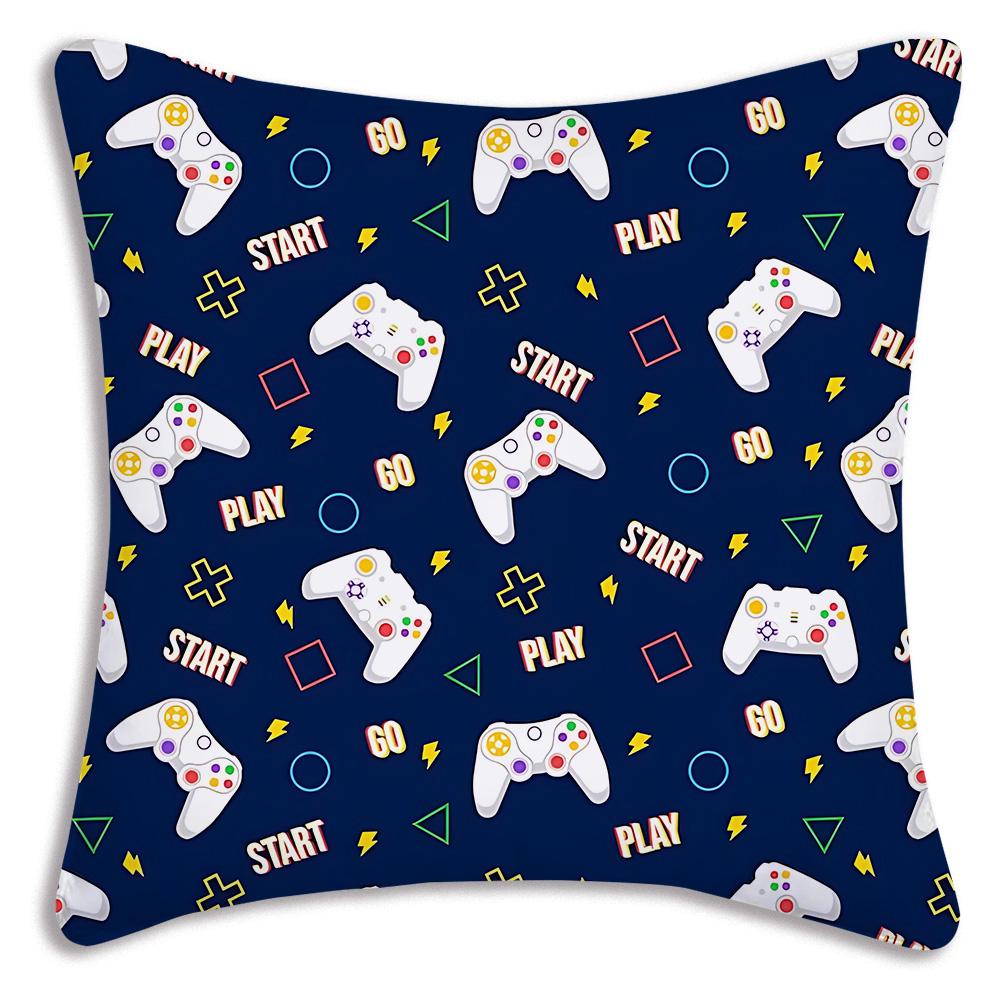 Hot Colorful Game Gamepad Pillow Covers Cartoon Sofa Decorative Home Double-Sided Printing Short Plush Cute Cushion Cover