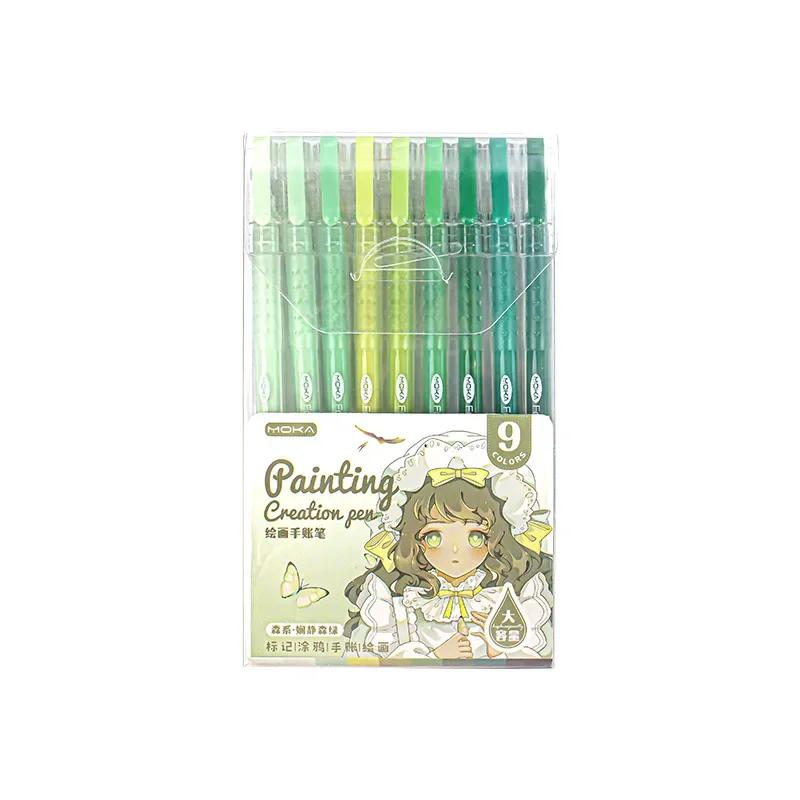 Lot de 9 stylos à encre gel pour scrapbooking, dégradé de couleurs, 0,5 mm, lisses et colorés, pour écrire, fournitures pour étudiants