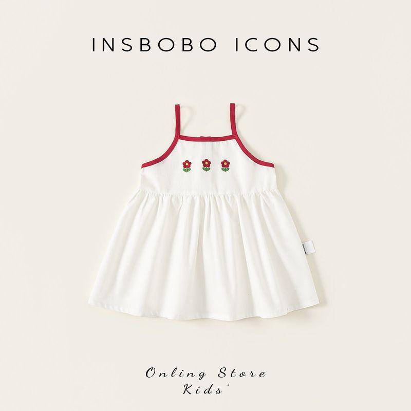 Insbobo Baby Dress Baby Summer Dress Girl Baby Suspender Skirt 2026 Summer New Style Girl Sleeveless Skirt White 110 cm