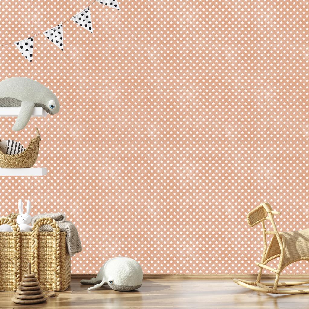 Cream and Peach Stars Wallpaper for Living Room and Bedroom 50x1000
