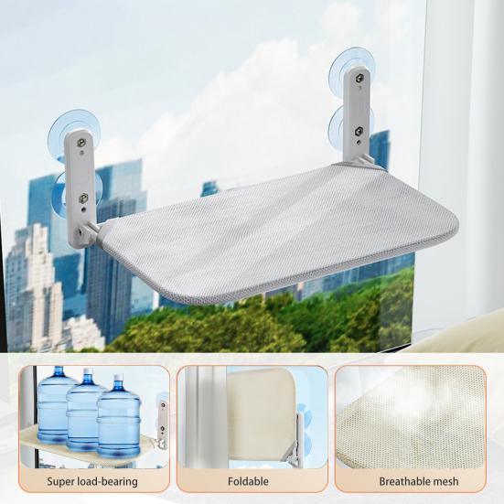 Faltbare Katzenhängematte, atmungsaktiver Netzstoffbezug, kabelloses Katzenbett mit 4 Saugnäpfen, kabelloser Stahlrahmen, Fenstersitzstange zum Sonnenbaden im Innenbereich