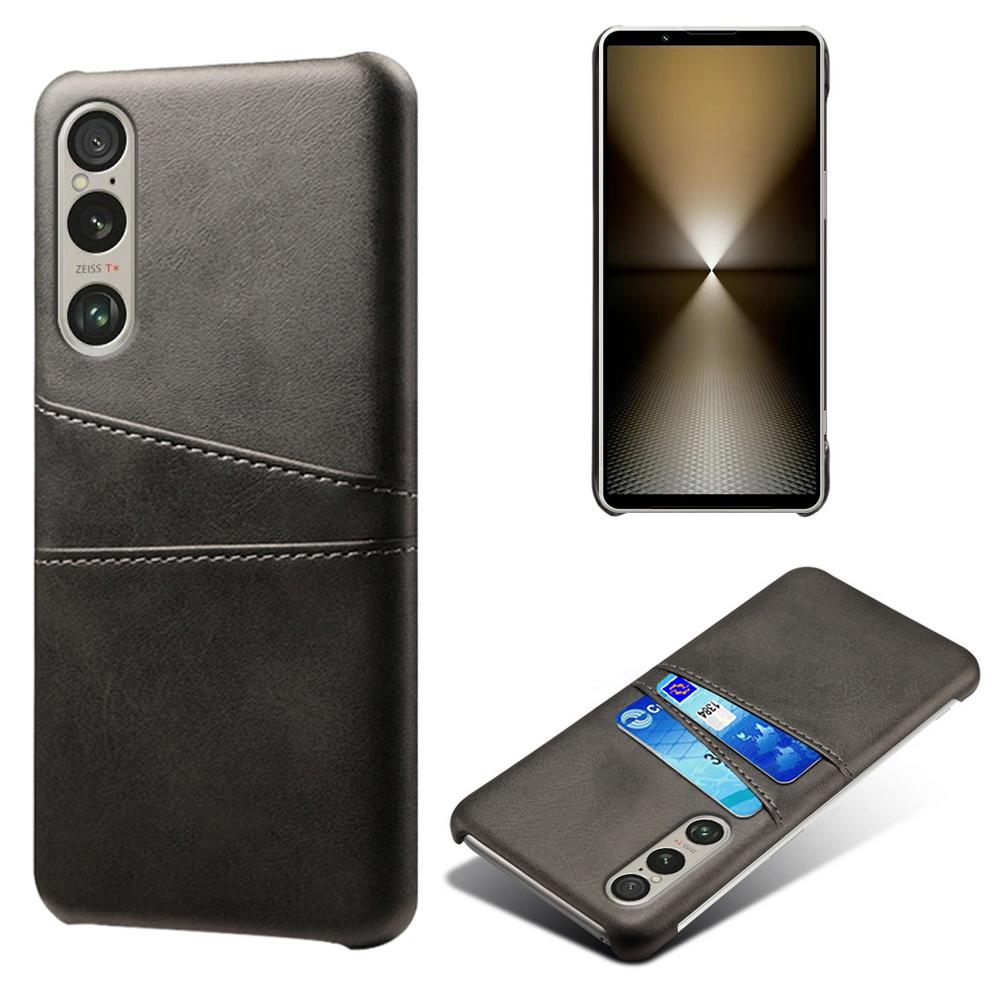 For Sony Xperia 1 VI Case Dual Card Slots PU Leather PC Hard Phone Cover