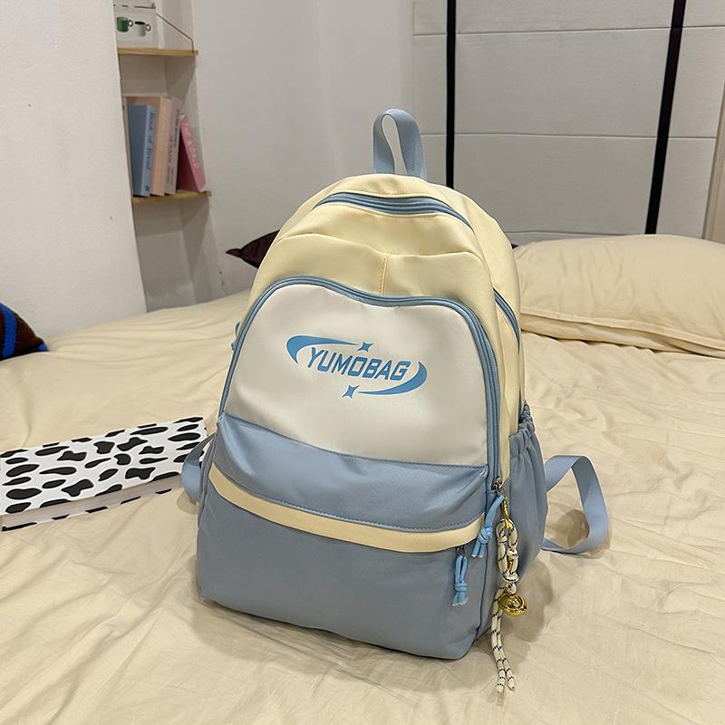 New Ins High Value Schoolbag Leisure Large Capacity Contrast Campus Backpack Korean Version of Small Fresh Splicing Backpack