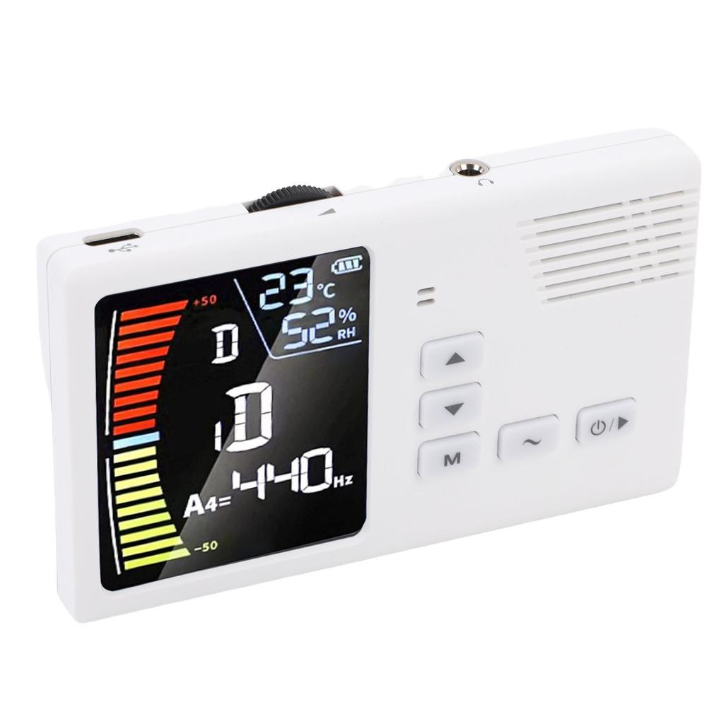Metronome Tuner Rechargeable LED Display 3 In 1 Digital Tuner Tone Generator for Guzheng Guqin Erhu Pipa White