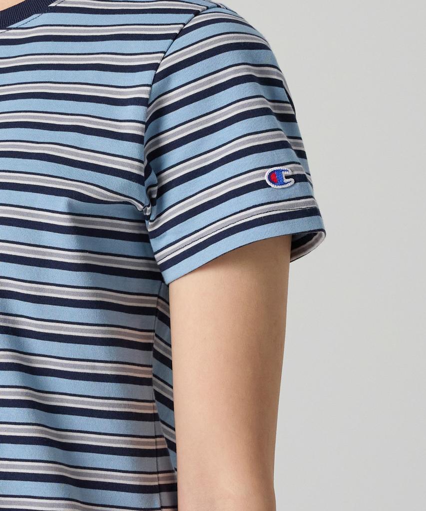 CHAMPION Women'S C-Logo Striped T-Shirt Blue