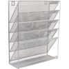 AZNABLE Desktop Storage Rack, 6-Tier, Angled File Rack, Slim, Stylish, A4 Size, Vertical Document Tray (Silver)