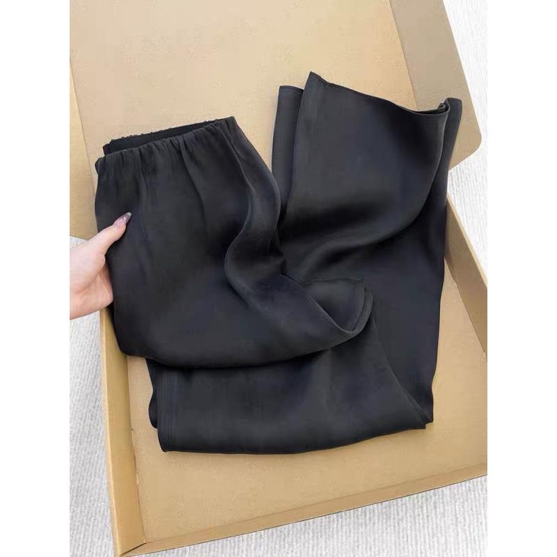 Elite Black Cupro Wide-Leg Pants for Women - Summer 2026 Collection Extra Large чёрный