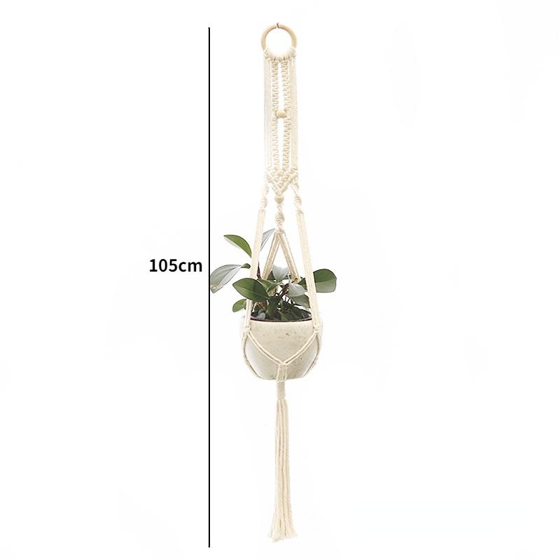 Gardening Plant Hanging Baskets Flower Pot Handmade Macrame Knotted Rope Flower Pot Bohemian Style for Home Balcony Decoration
