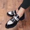 Korean version of British trend pointed casual leather shoes patent leather glossy lazy heightening shoes mens sneakers