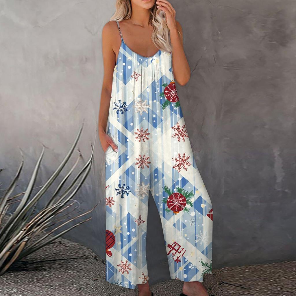 Salopetă de damă imprimată ocazional salopetă ajustabilă cu bretele