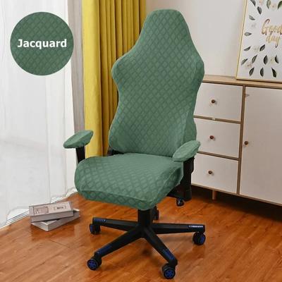 Capa para cadeira de jogos Jacquard, cor sólida, assento de cadeira de computador, capa lavável, protetor elástico para cadeira de escritório Boss com capa para apoio de braço