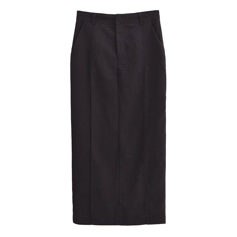 Fashion Style 2024 Fall and Winter New Women's Clothing Easiest for Match Long Straight Low Waist Black Long Skirt 8952207