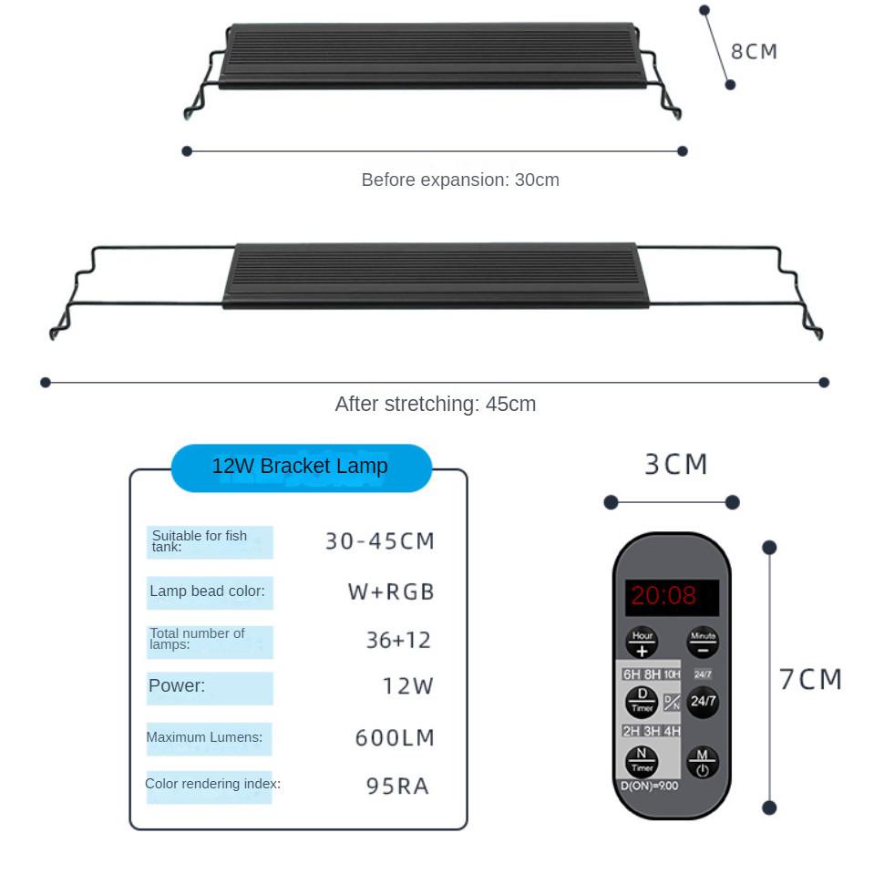 Professional Aquatic Plant Light Fish Tank LED Full Spectrum RGB Bracket Lighting Lamp Waterproof Aquarium Light