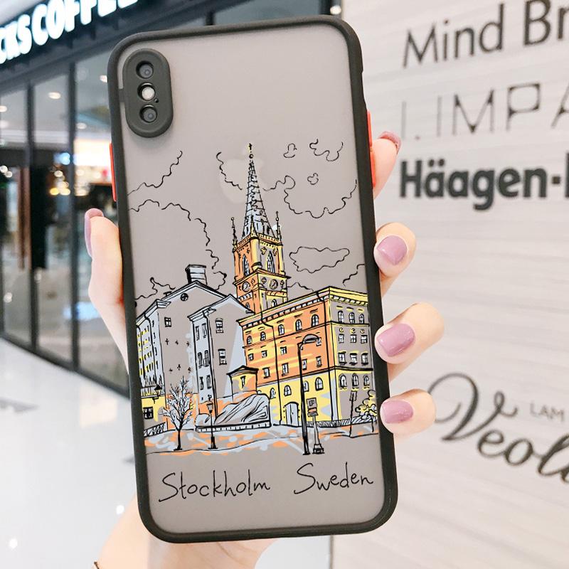Reisen Weltreise Straßenmalerei Handyhülle Für iPhone 15 14 13 11 12 Pro Max 7 8 PLUS SE2 X XS XR Harte Matte Rückabdeckung