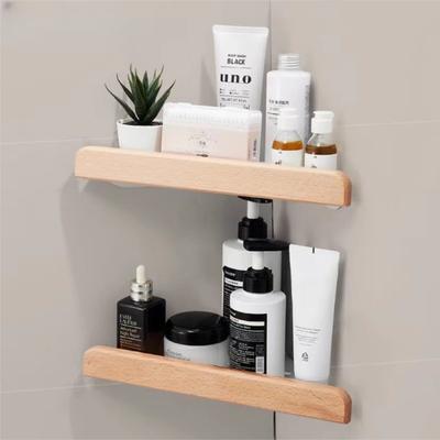 Bathroom Beech Corner Shelf No Punching Toilet Tripod Storage Rack Waterproof And Moisture-Proof Solid Wood Shelf Storage Tools