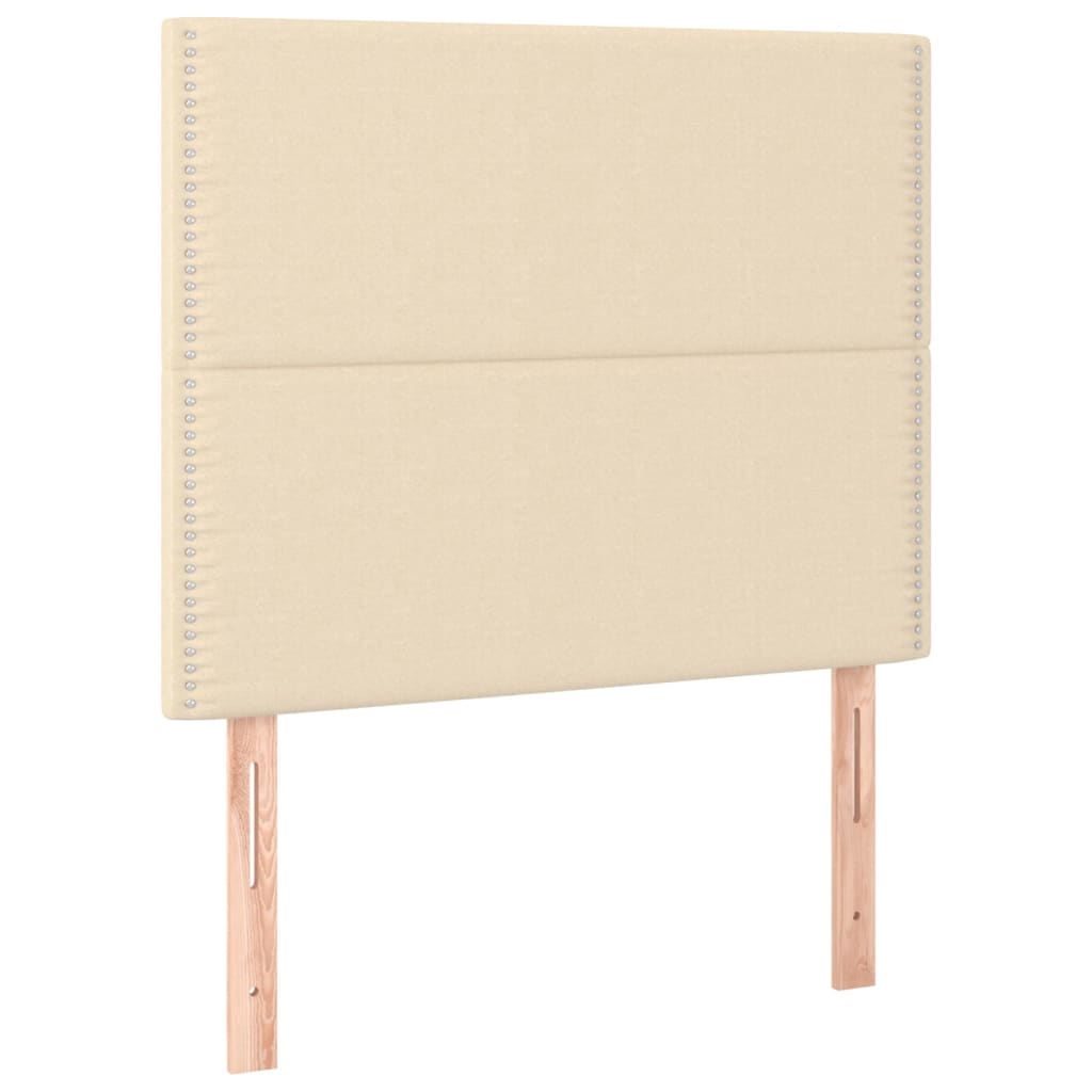 Box Spring Bed with Mattress Cream 90 x 200 cm Fabric