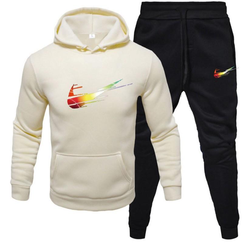 Mens Tracksuit Set Long Sleeve Hoodie Sweatshirt Sweatpants Casual Sportswear Youth Fashion