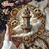 Steampunk Metal Wall Art Round Gear Bell Tower Vintage Decor for Home Cafe