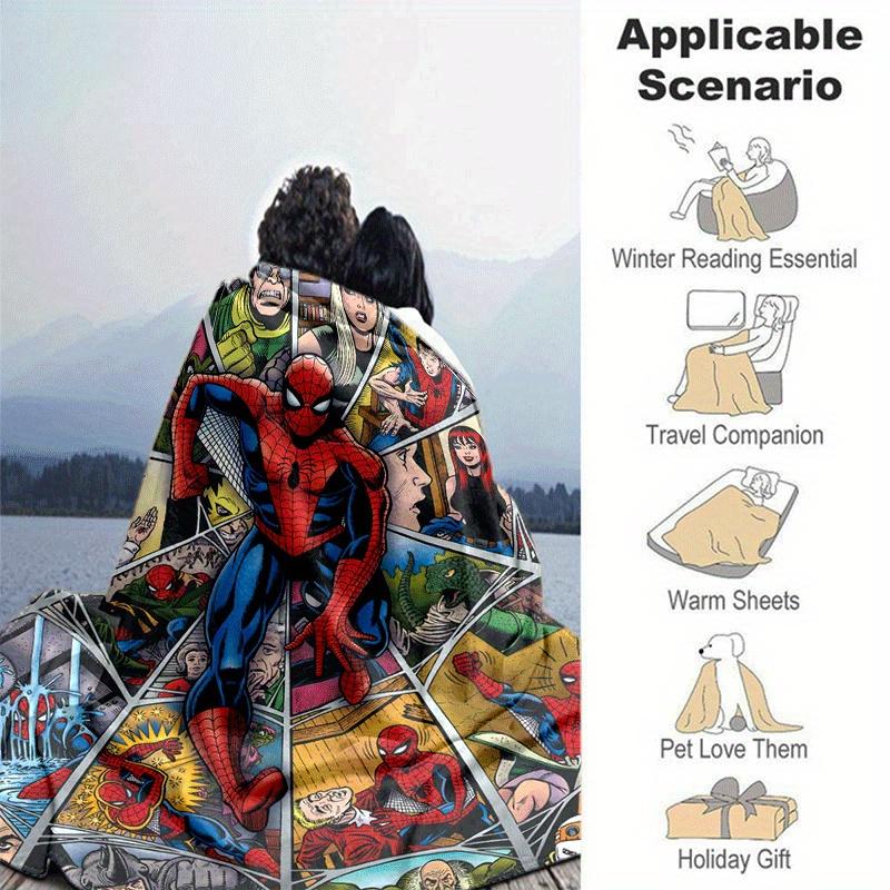 1pc Spider-Man Printing Blanket - Soft, All-Season Throw for Office Blanket, | Personalized Gift with Adorable Cartoon Design
