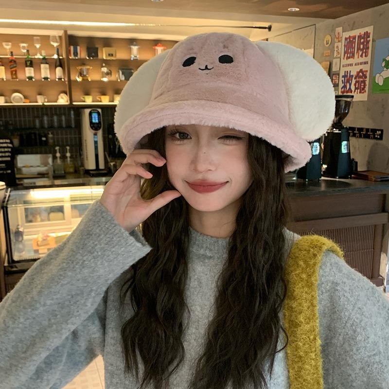 Rabbit Ears Fisherman Hat Children Autumn and Winter Cartoon Versatile Warm Ear Protector Hat Student Fashion Cold Hat Tide