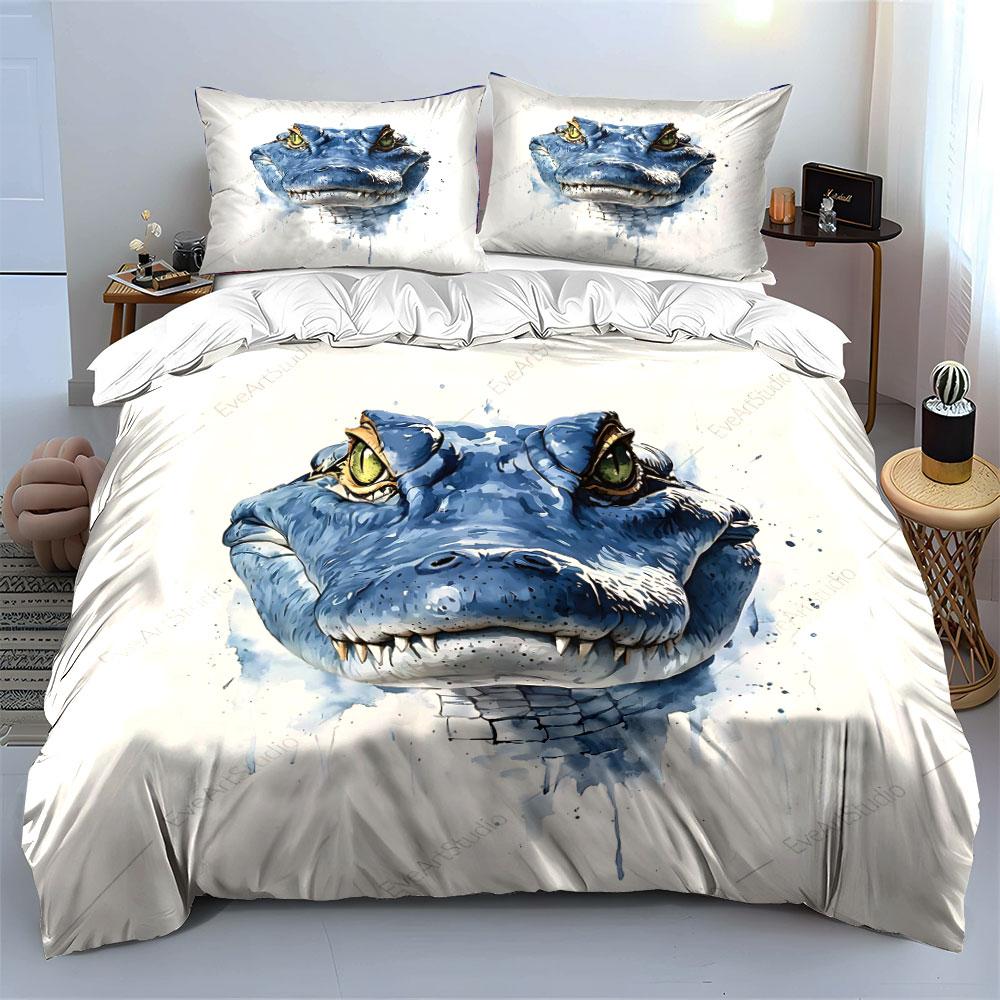Blue Crocodile Face Illustration. Bedding Sets Duvet Cover Sets Duvet Covers Pillowcases(1*Duvet Cover 2*Pillowcases Without Duvet Insert)